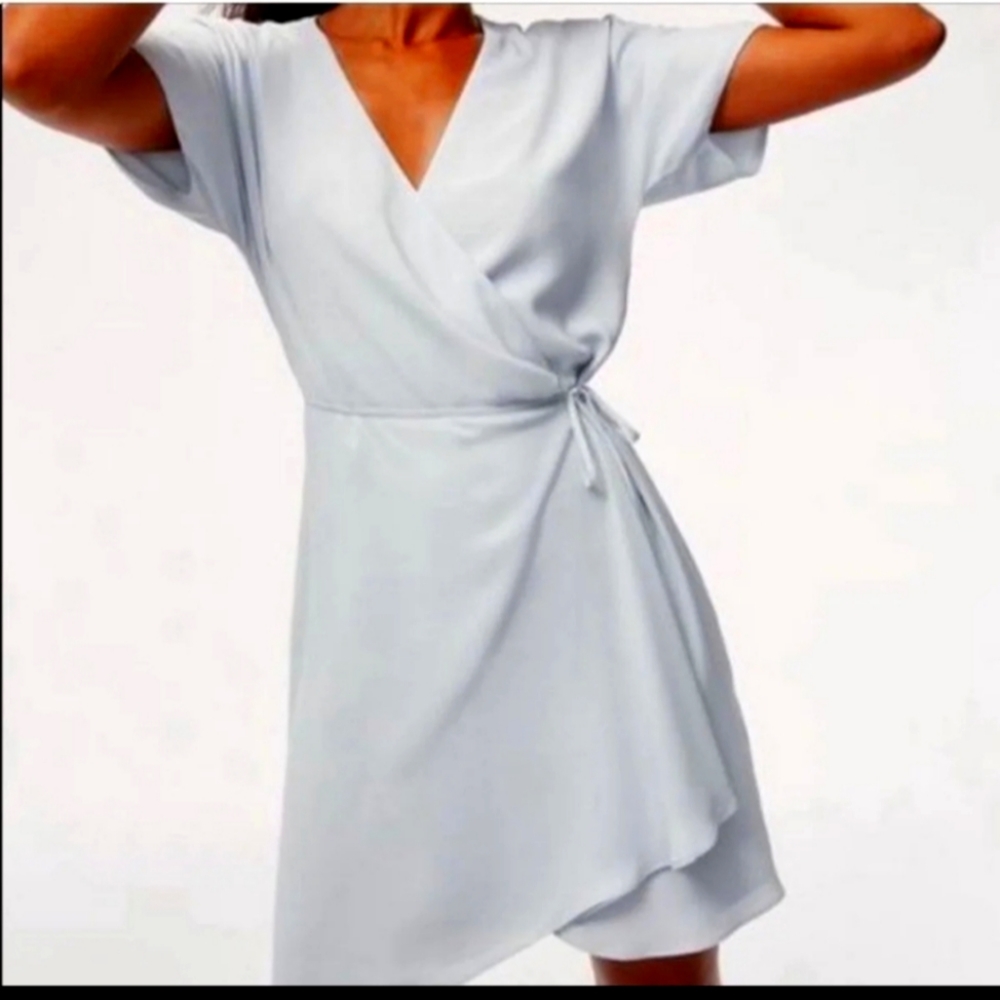 Aritzia powder blue wrap dress